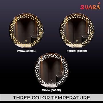 1 LUPPRA Round 24x24 Inch Wall-Mounted LED Mirror with Smart Sensor and 3-Color Light (Warm, White, Natural) | Light, Wash Basin Wall, Fancy Washbasin,Smart LED Design